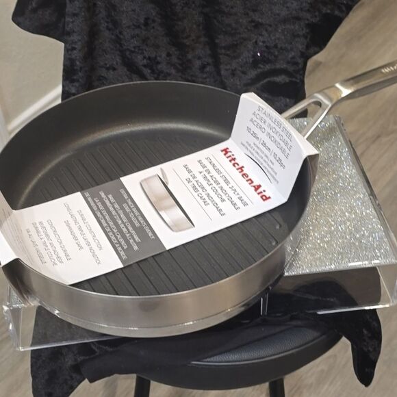 KitchenAid Stainless Steel 3-Ply Base 10.25 Non-Stick Grill Pan - Picture 7 of 9